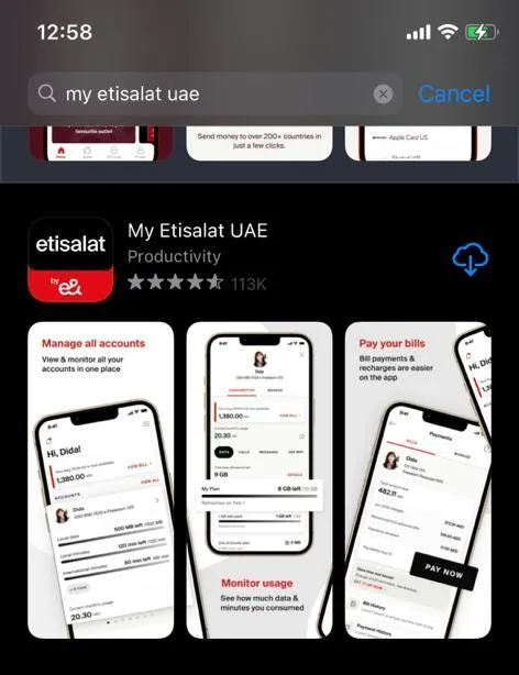 Etisalat mobile app on app store