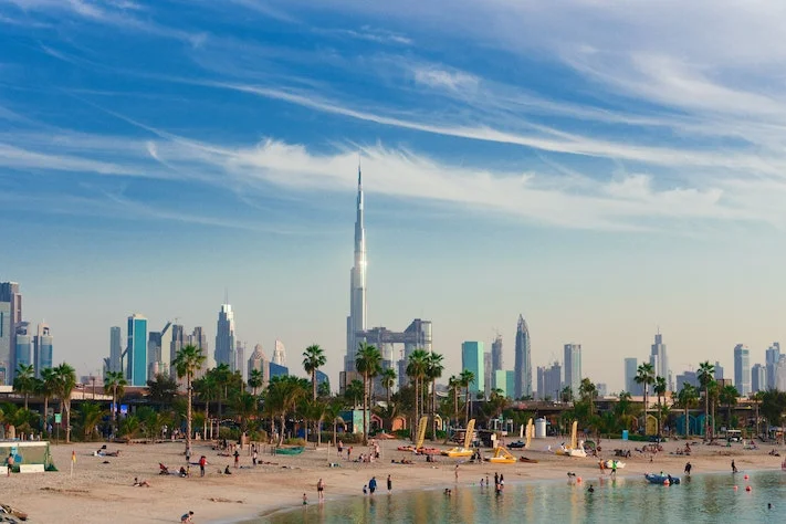 Burj Khaleefa view from Marina beach Dubai
